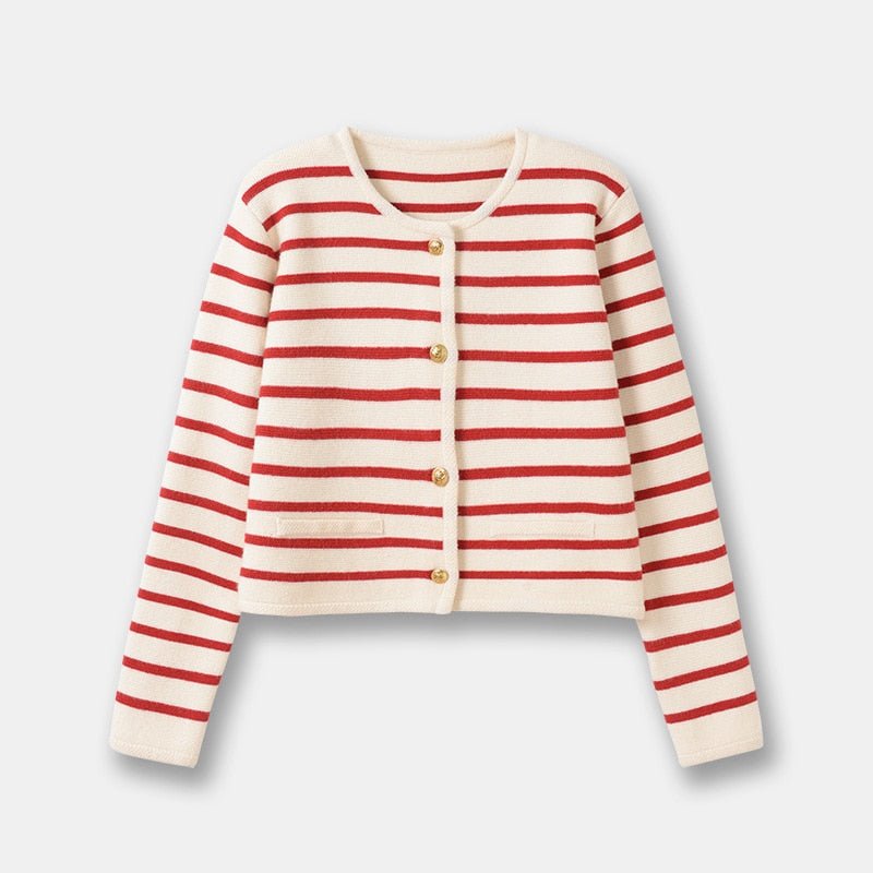 Casual Striped Knit Cardigan - Kelly Obi New York