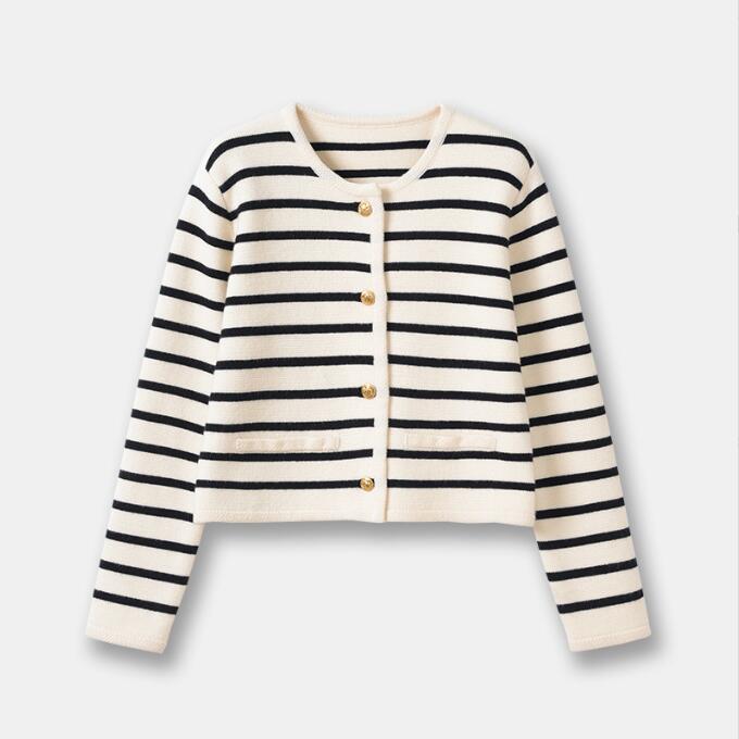 Casual Striped Knit Cardigan - Kelly Obi New York