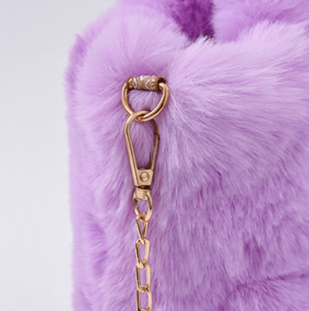 Chain Strap Plush Faux Fur Handbag - Kelly Obi New York