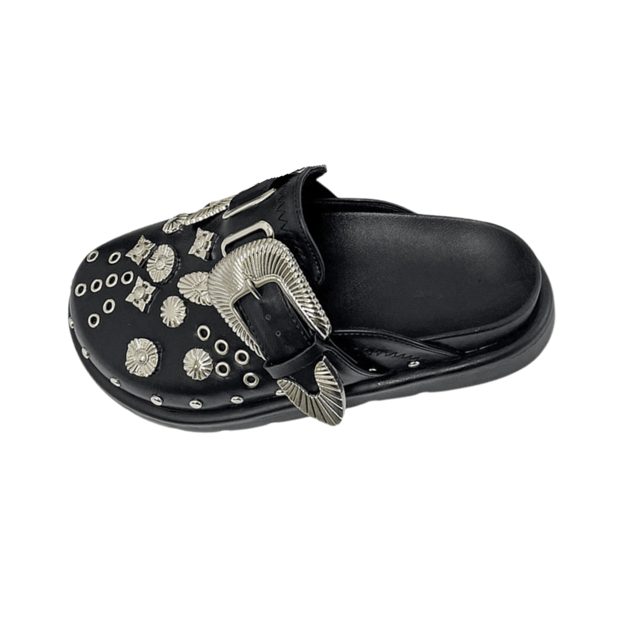 Charms Studded Flat Mules - Kelly Obi New York