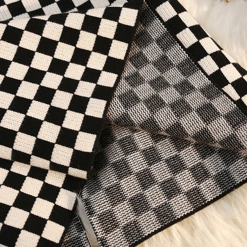 Checkered Knitted Midi Skirt - Kelly Obi New York