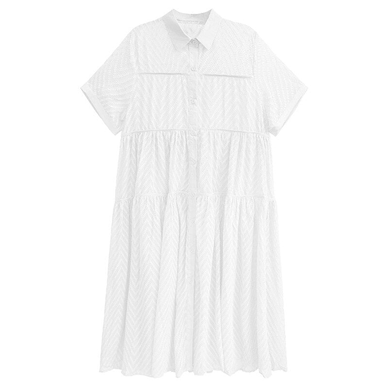 Chevron Lace Gauze Dress - Kelly Obi New York