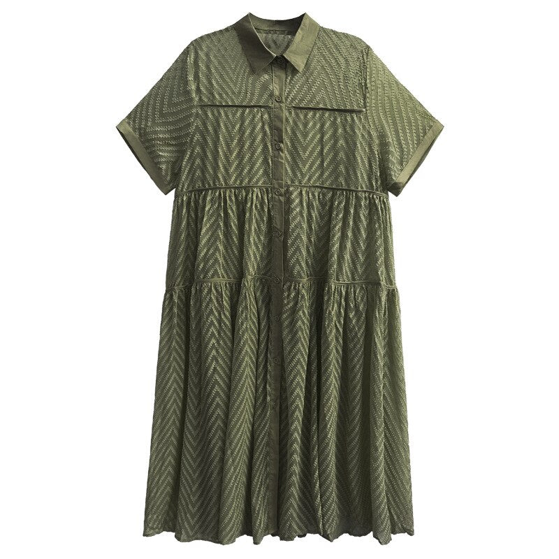 Chevron Lace Gauze Dress - Kelly Obi New York