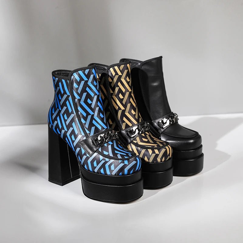 Chunky High Heels Short Boots - Kelly Obi New York