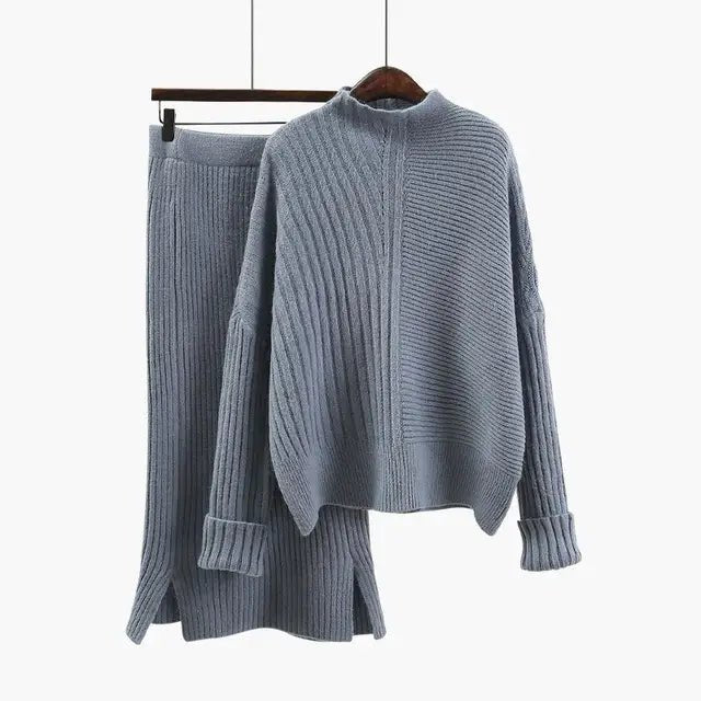Classic Knit Sweater and Midi Skirt Set - Kelly Obi New York
