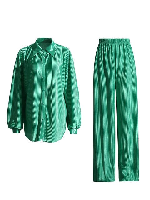 Classic Pleated Top+Pants Set - Kelly Obi New York