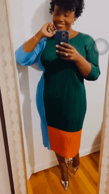 Color Block Pleated Dress - @khreolek - Kelly Obi New York