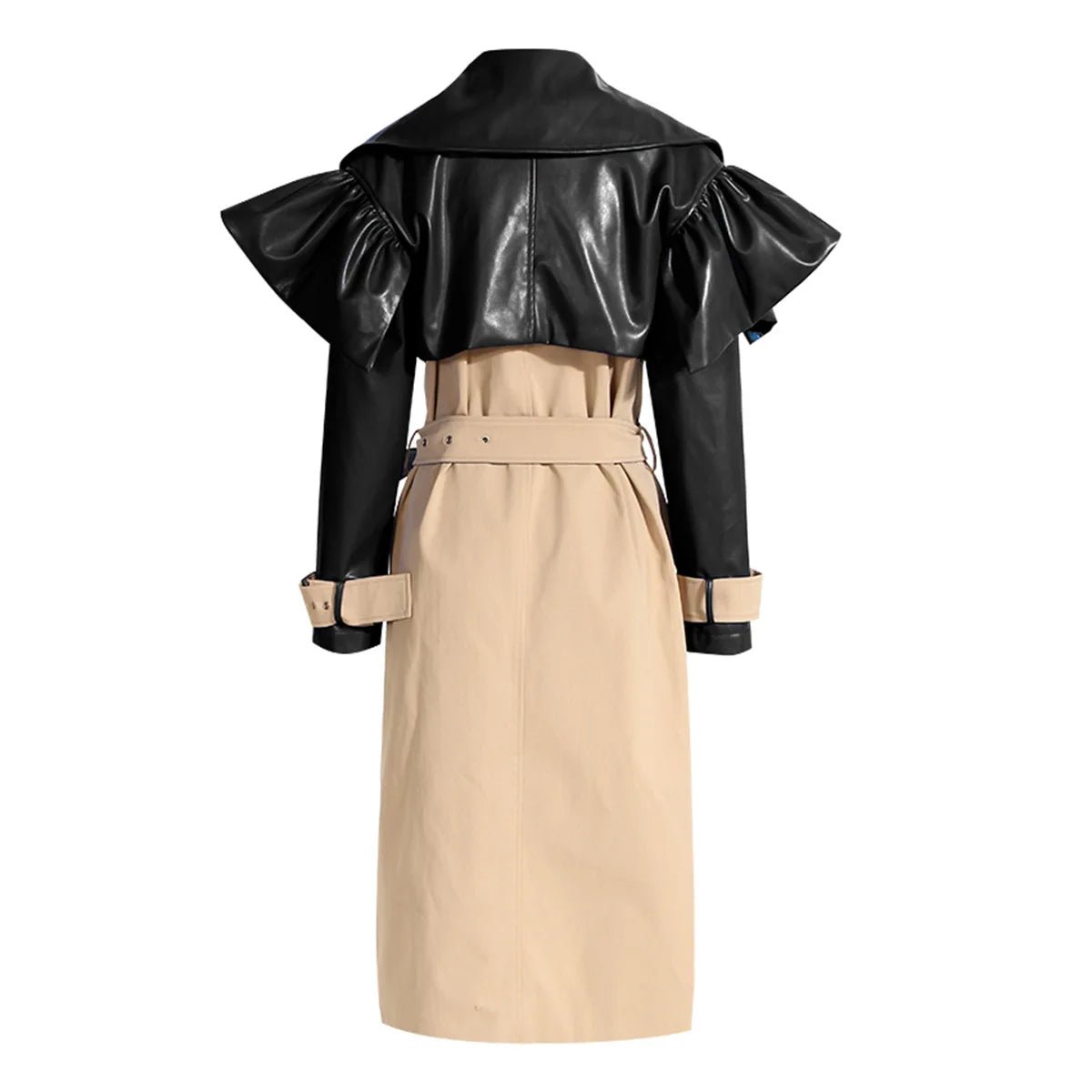 Contrast Cape Top Belted Coat - Kelly Obi New York