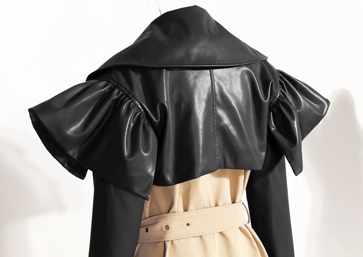 Contrast Cape Top Belted Coat - Kelly Obi New York