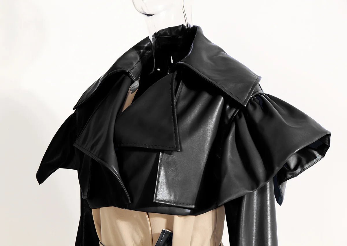 Contrast Cape Top Belted Coat - Kelly Obi New York