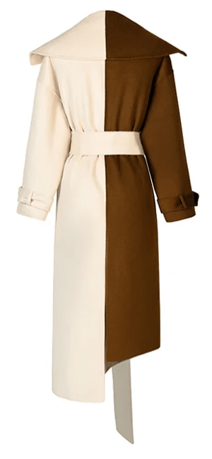 Contrast Color Asymmetric Hem Belted Coat - Kelly Obi New York