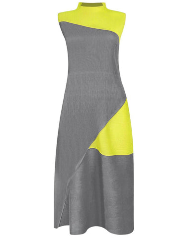 Contrast Color Pleated Dress - Kelly Obi New York