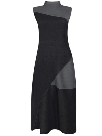 Contrast Color Pleated Dress - Kelly Obi New York