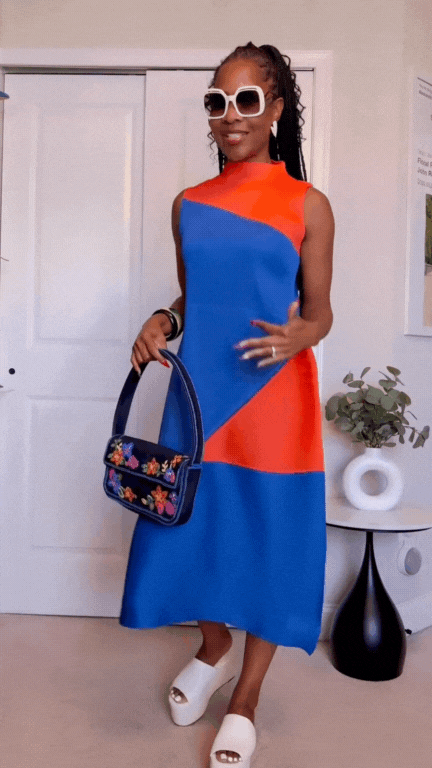 Contrast Color Pleated Dress - @bosslady_life_style - Kelly Obi New York