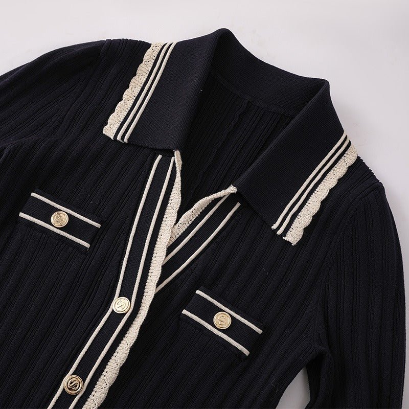Contrast Edge Stripes Knit Dress - Kelly Obi New York