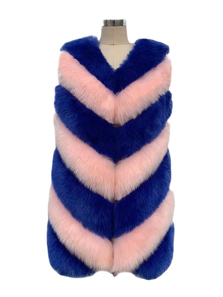 Contrast Faux Fox Fur Vest - Kelly Obi New York