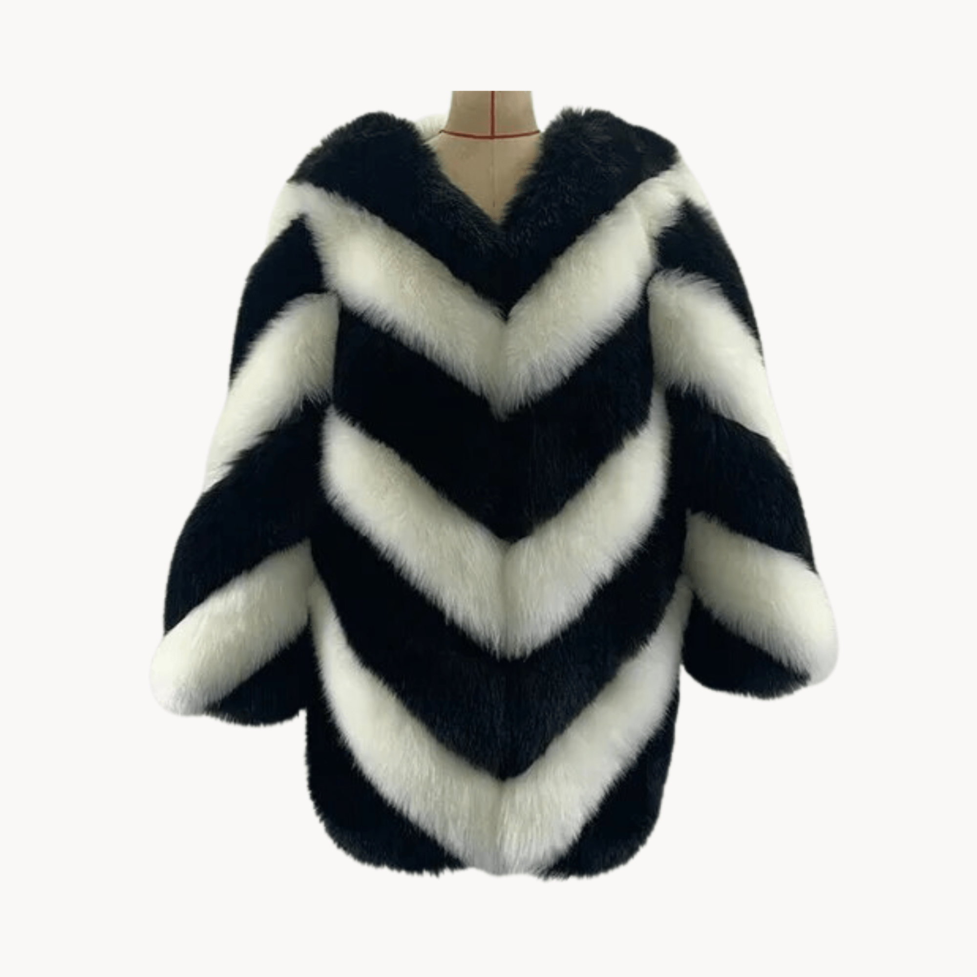 Contrast Faux Fur Coat - Kelly Obi New York