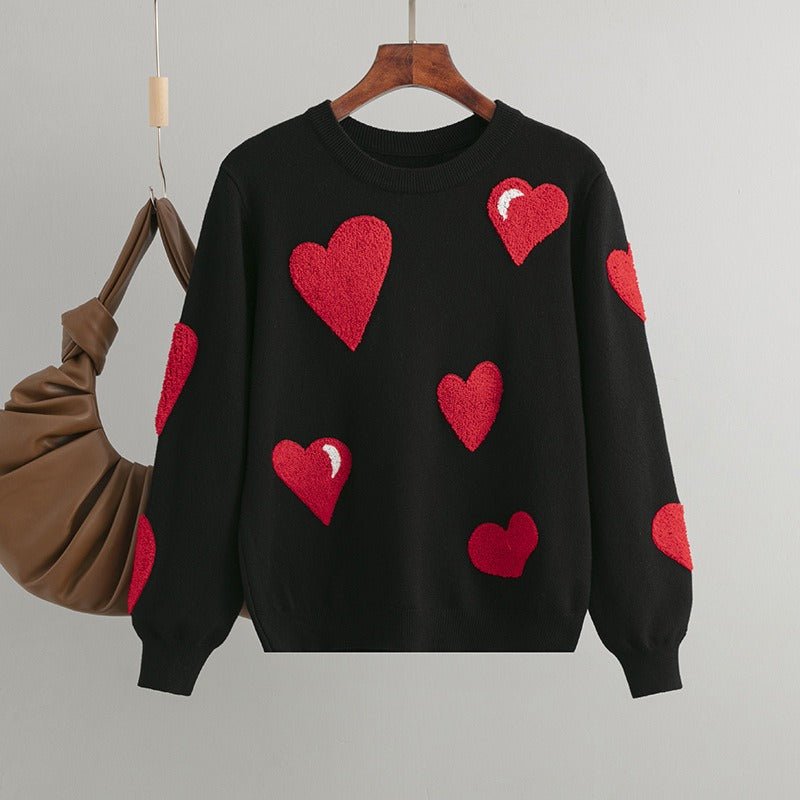 Contrast Hearts Knit Sweater - Kelly Obi New York