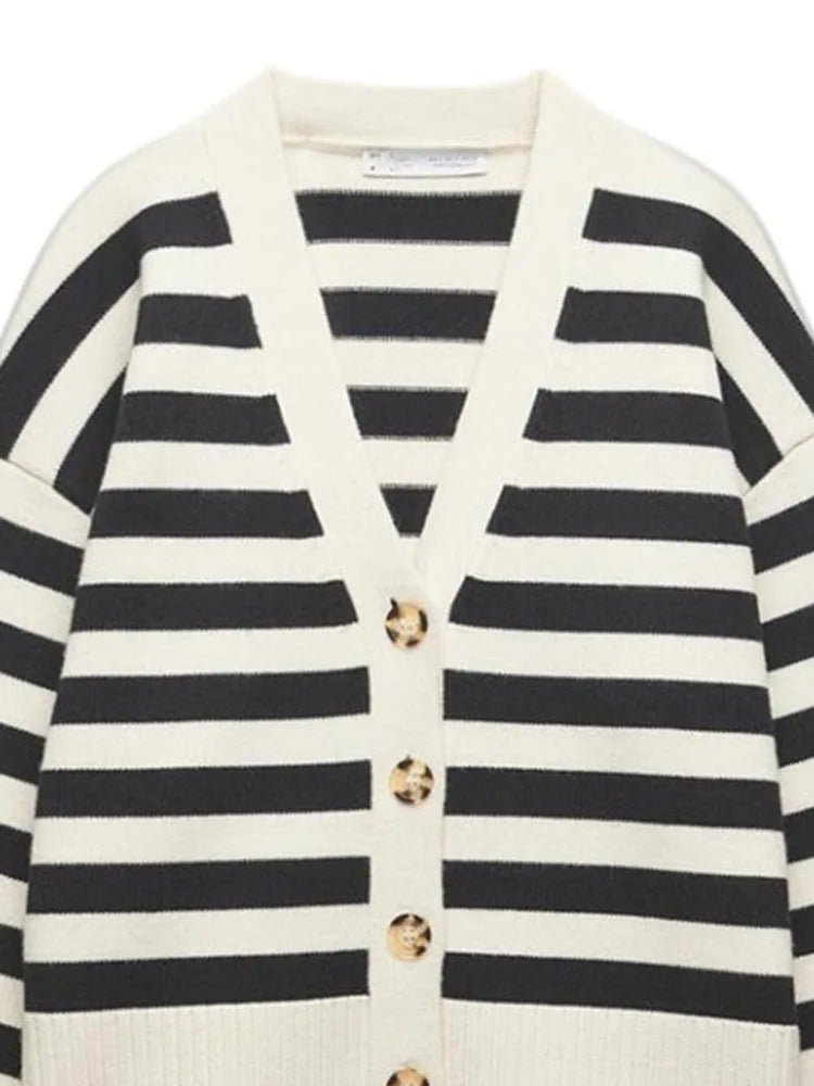 Contrast Stripes Knit Cardigan - Kelly Obi New York