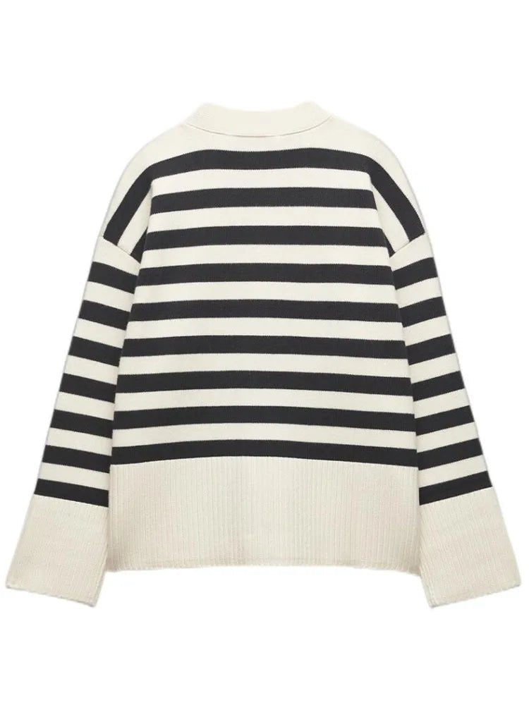 Contrast Stripes Knit Cardigan - Kelly Obi New York