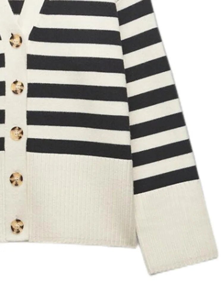 Contrast Stripes Knit Cardigan - Kelly Obi New York