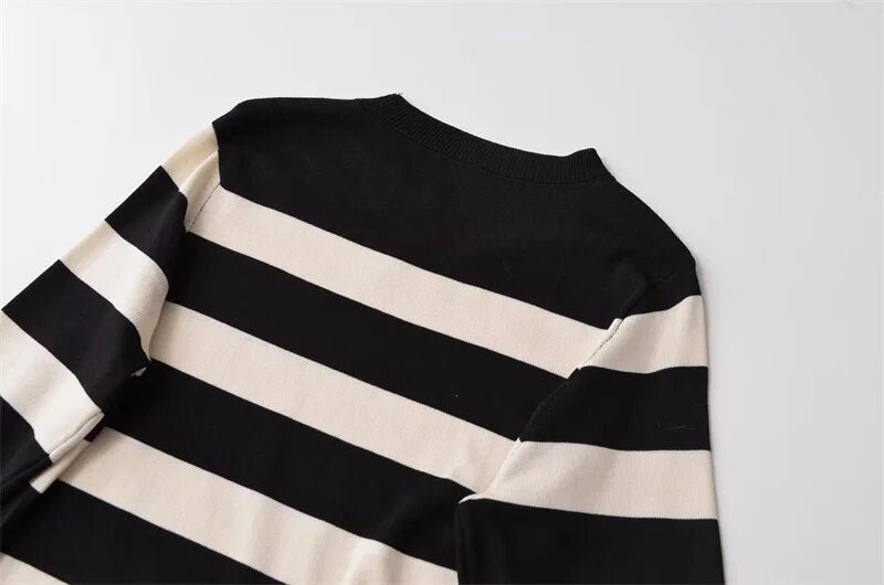 Contrast Stripes Knit Midi Dress - Kelly Obi New York