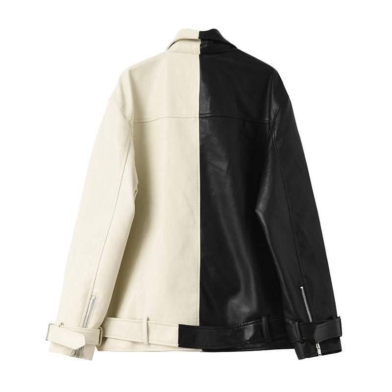 Contrast Vegan Leather Jacket - Kelly Obi New York