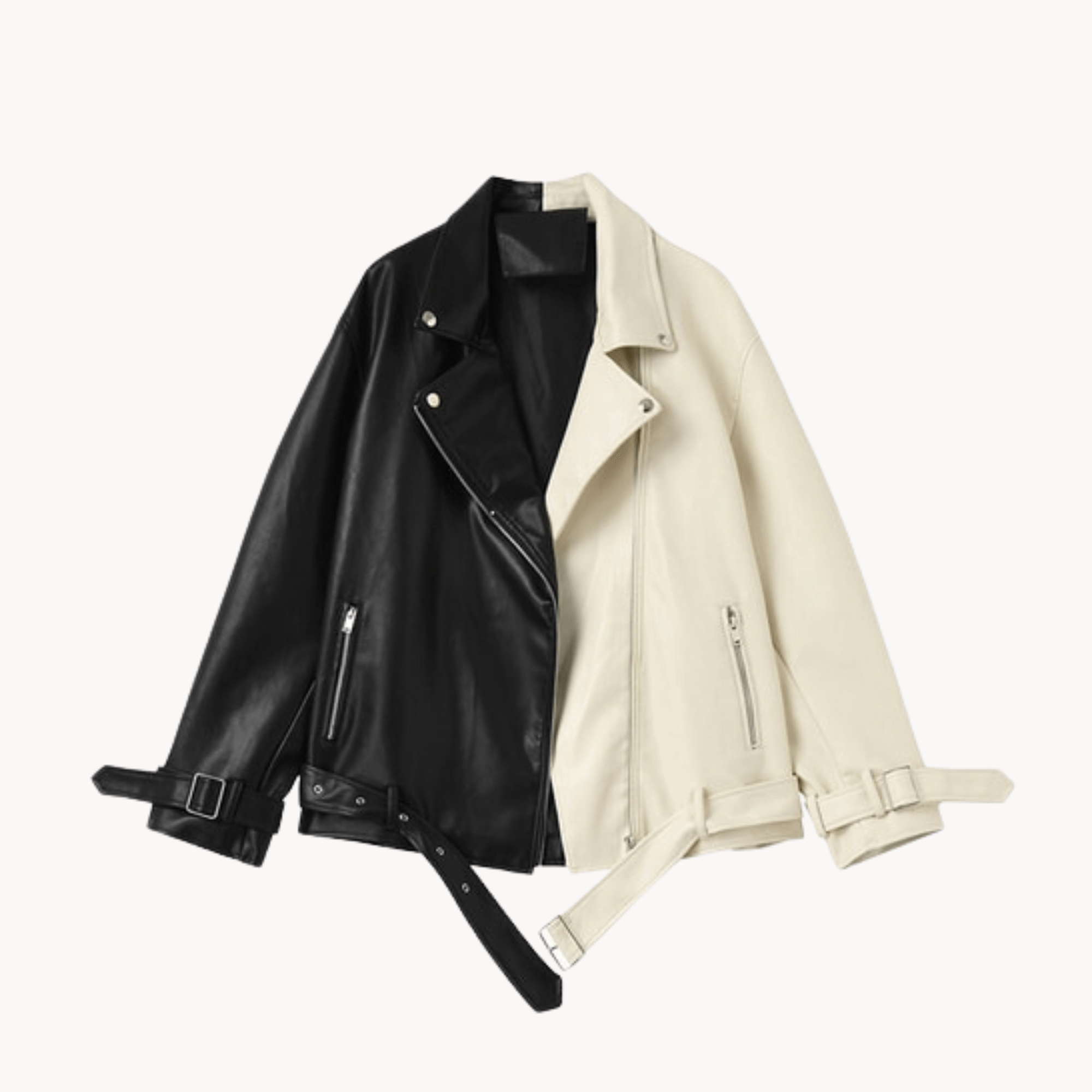 Contrast Vegan Leather Jacket - Kelly Obi New York