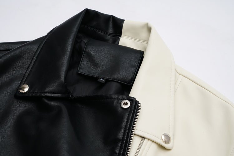 Contrast Vegan Leather Jacket - Kelly Obi New York