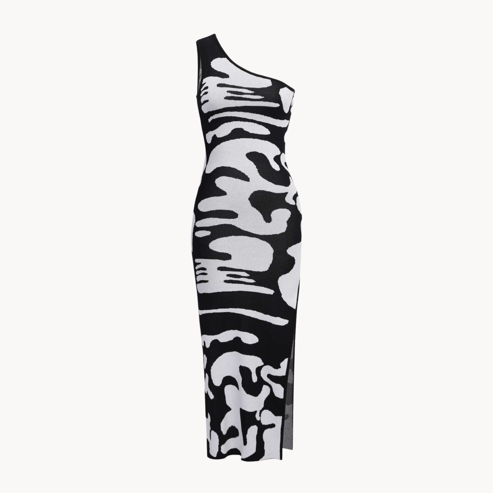 Cow Print Dress One Shoulder Dress - Kelly Obi New York