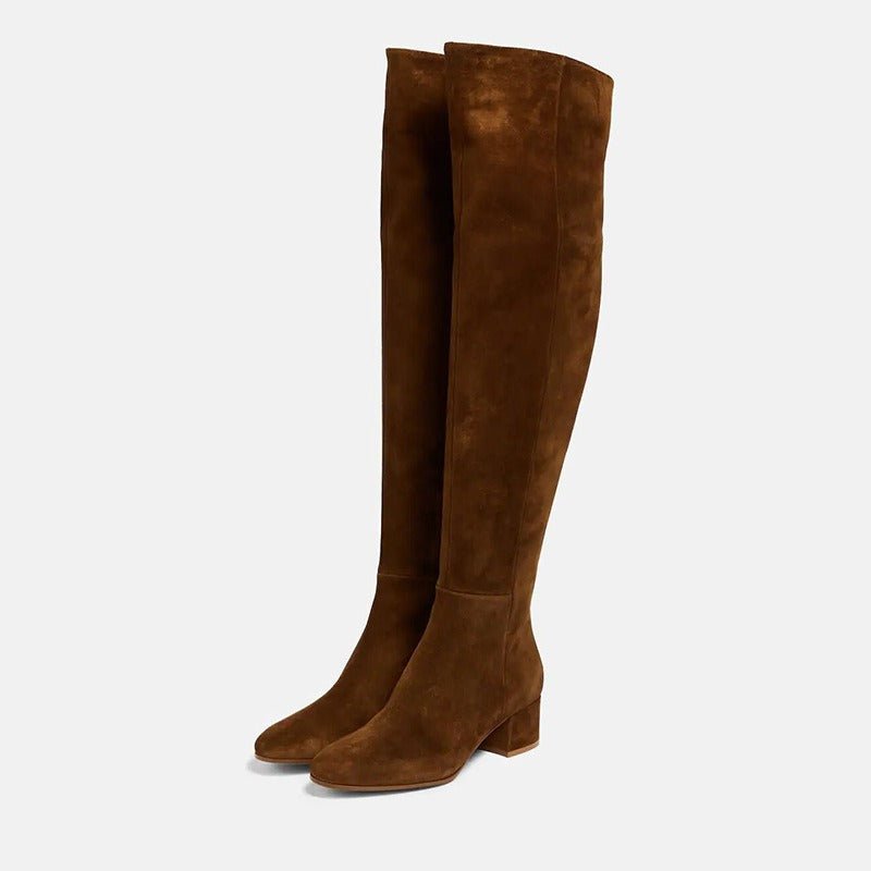 Cow Suede Over the Knee Boots - Kelly Obi New York