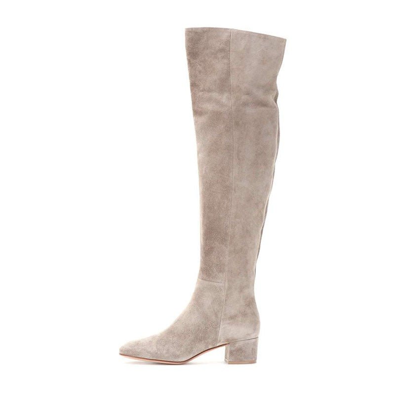 Cow Suede Over the Knee Boots - Kelly Obi New York