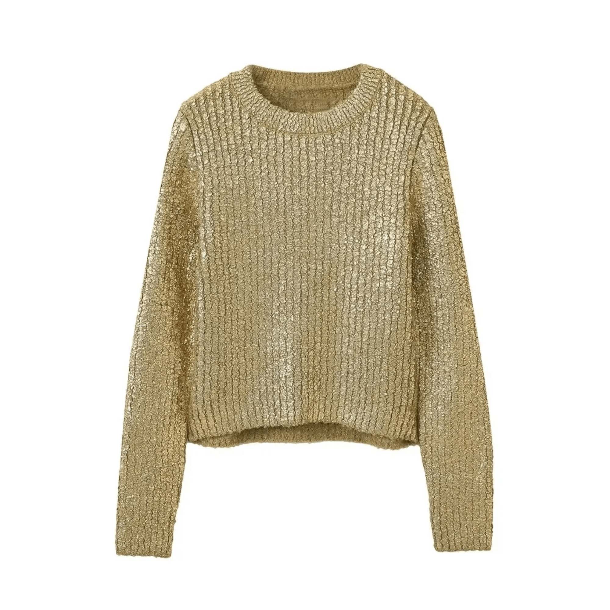Cracked Metallic Gold Knitted Top - Kelly Obi New York