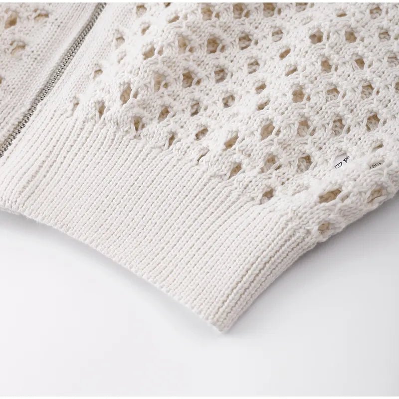 Crochet Knit Cotton Bomber Jacket - Kelly Obi New York