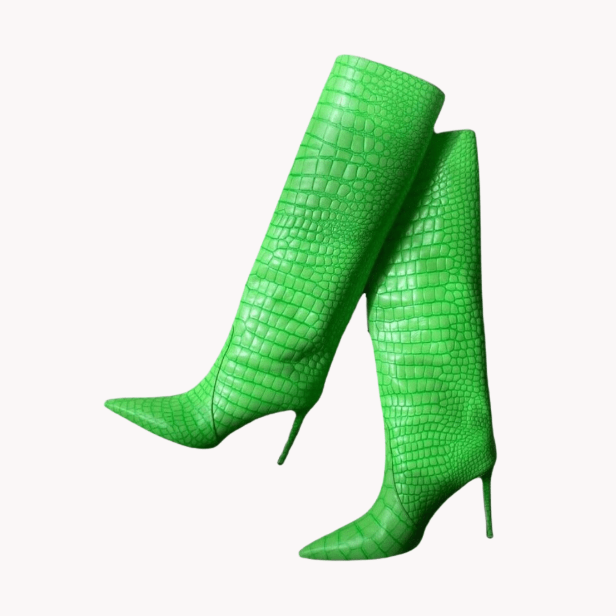 Crocodile Knee High Stilettos Boots - Kelly Obi New York