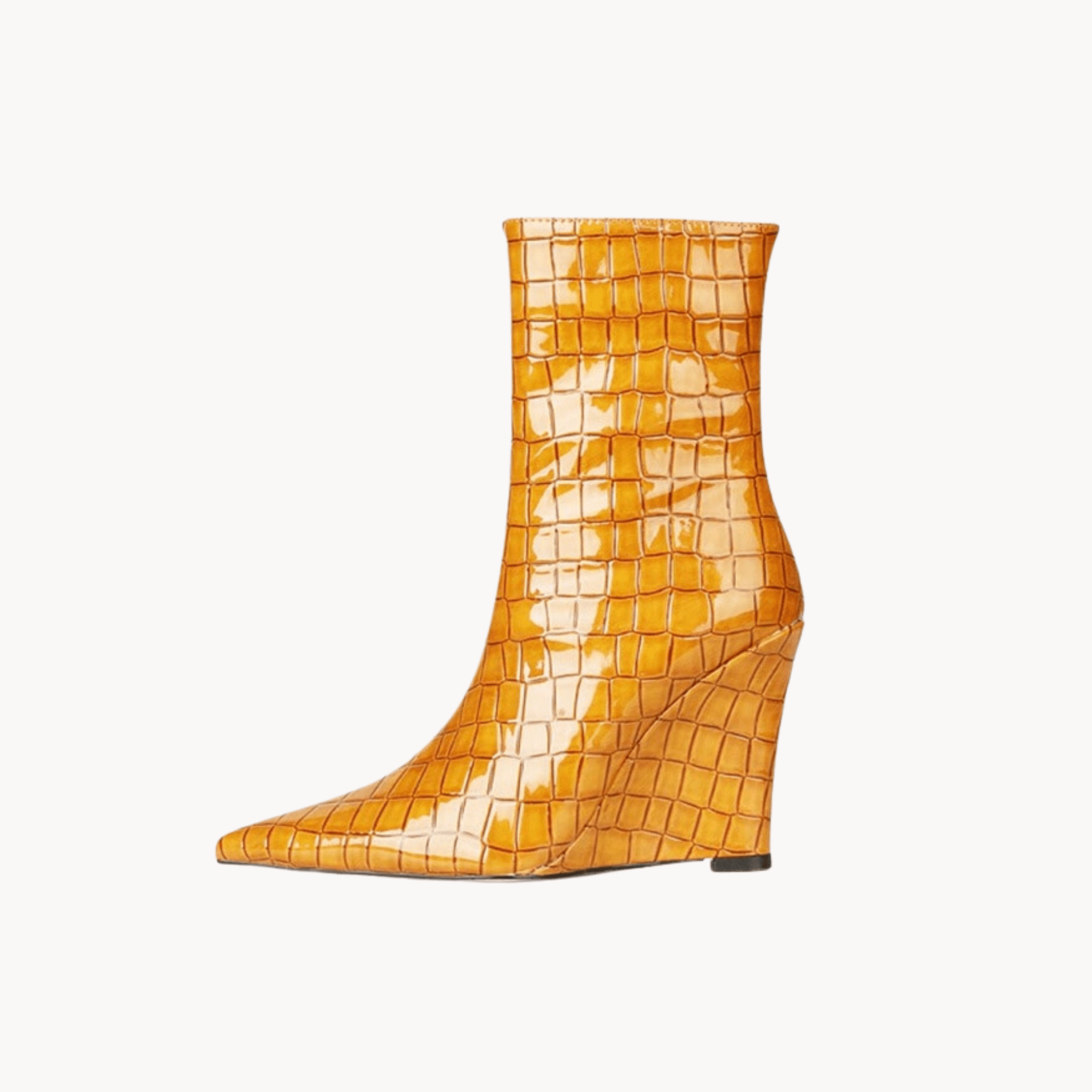 Crocodile Wedge Heel Ankle Boots - Kelly Obi New York