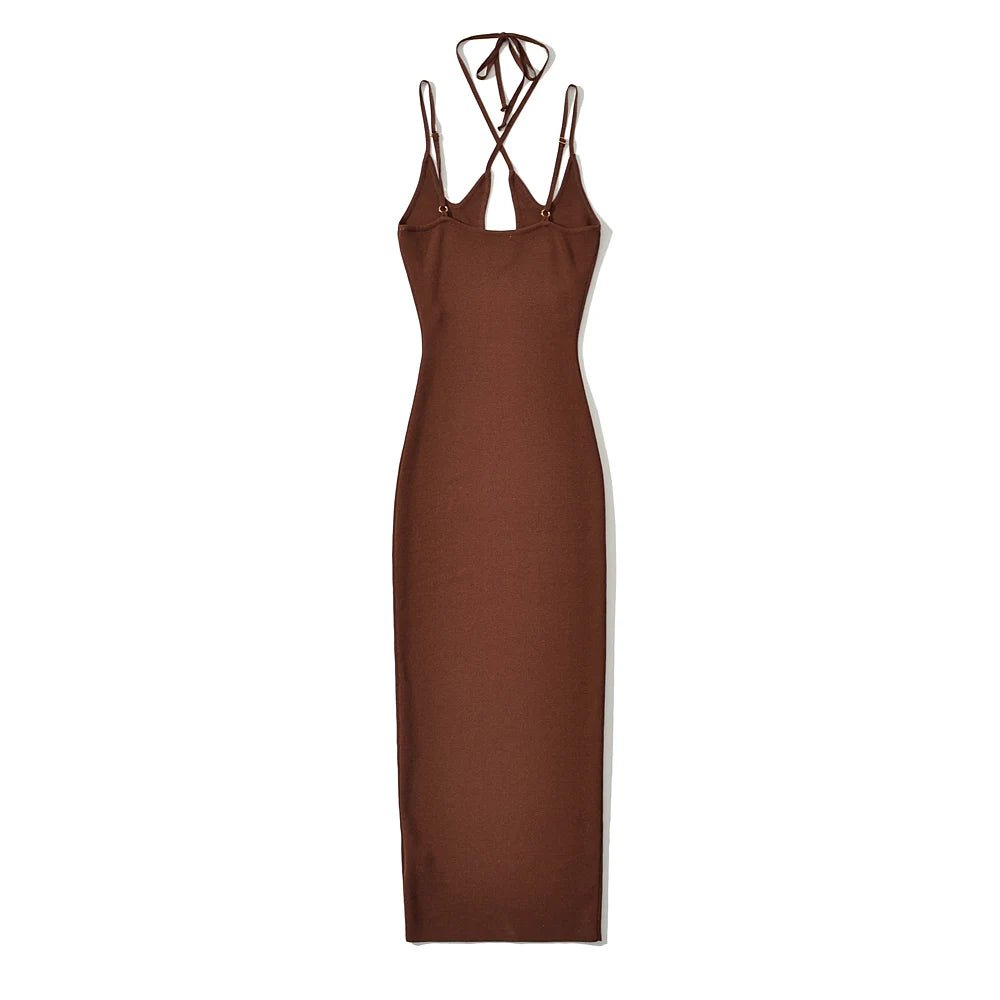 Cross Halter Knitted Midi Dress - Kelly Obi New York