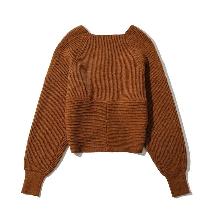 Cross Wrap Knitted Cropped Sweater - Kelly Obi New York