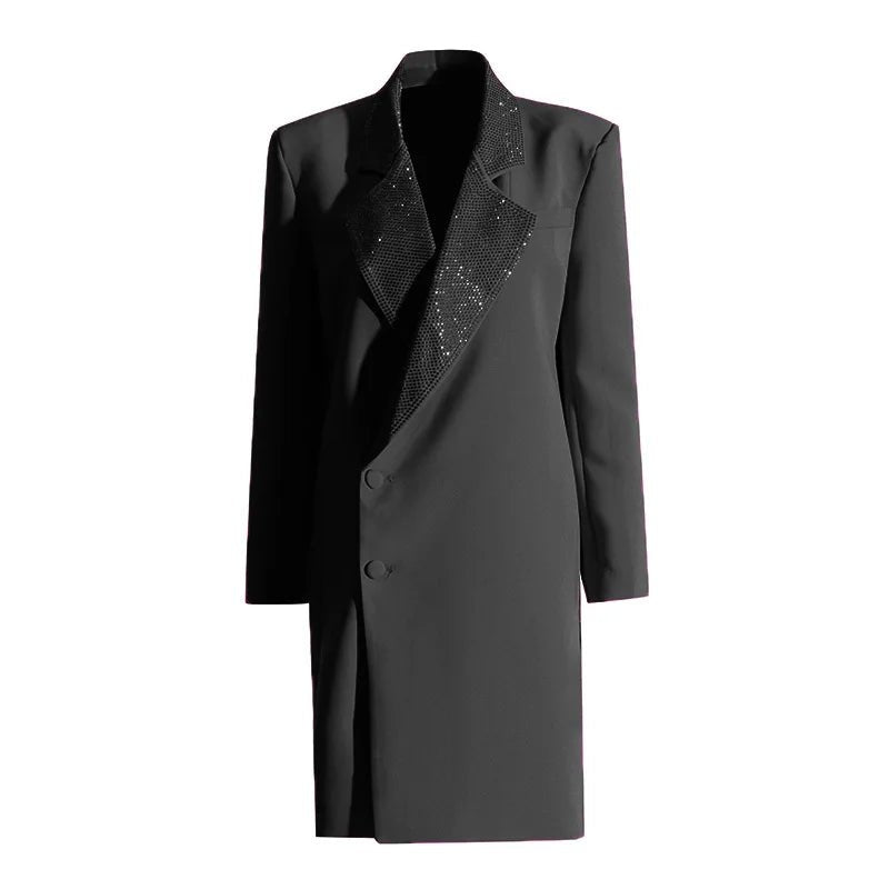 Crystal Drops Lapel Long Blazer - Kelly Obi New York