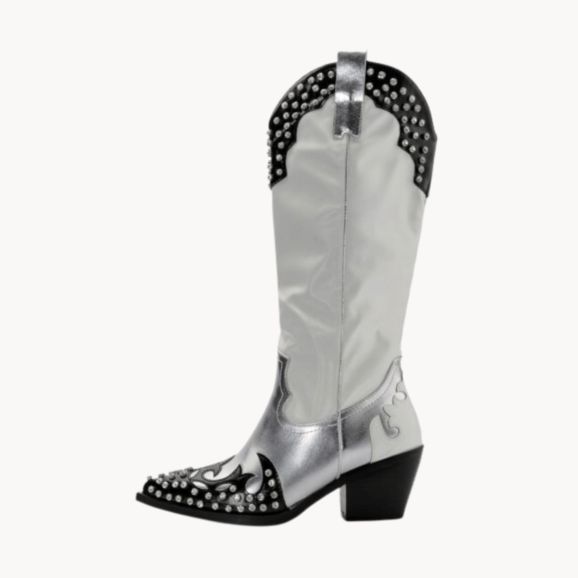 Crystal Studs Slip-on Metallic Boots - Kelly Obi New York