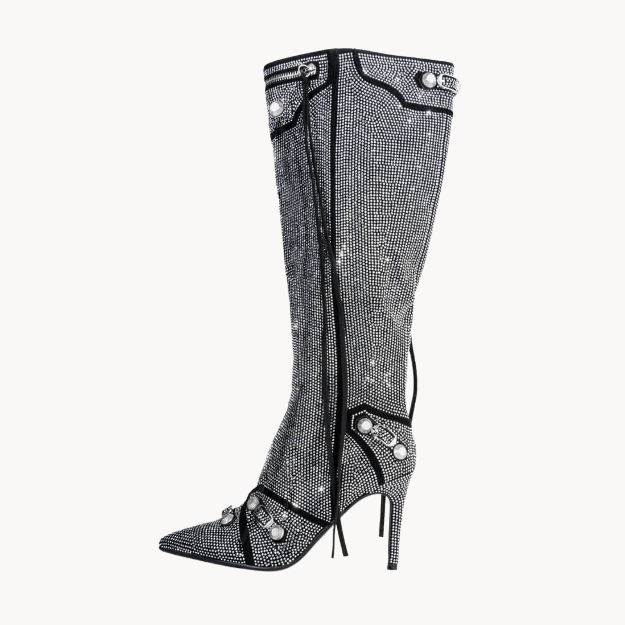 Crystals and Tassels Stiletto Boots - Kelly Obi New York