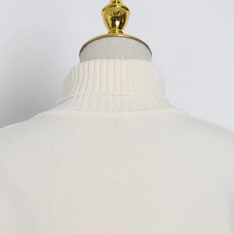 Cutoff Shoulder Turtleneck Knit Sweater - Kelly Obi New York