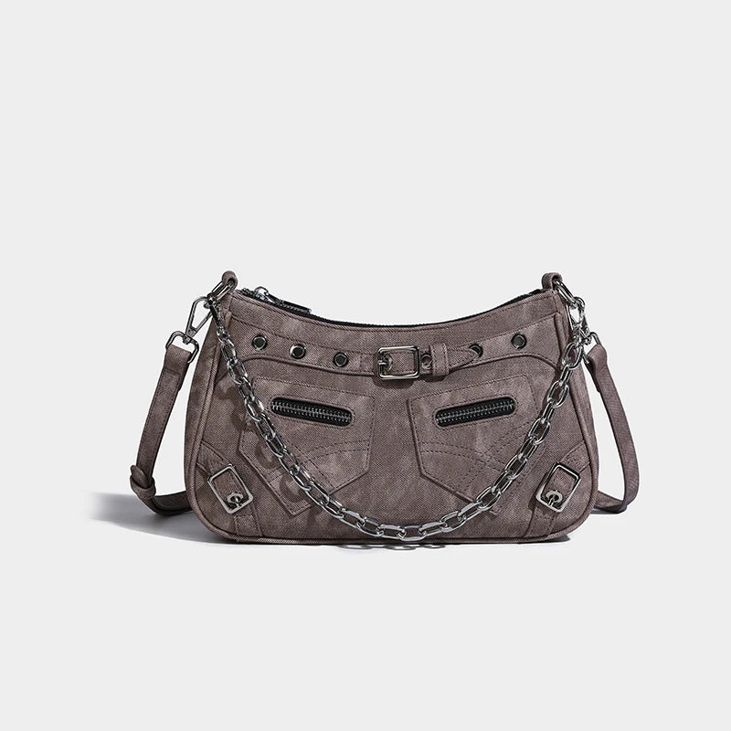 Denim Crossbody Chain Strap Handbag - Kelly Obi New York