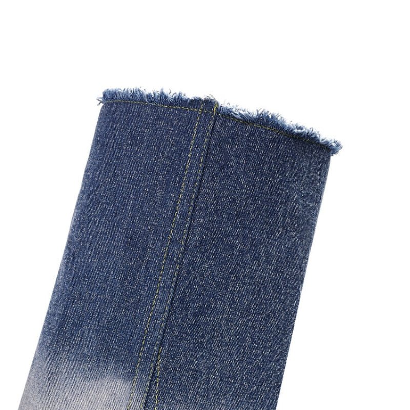 Denim Fray Boots - Kelly Obi New York