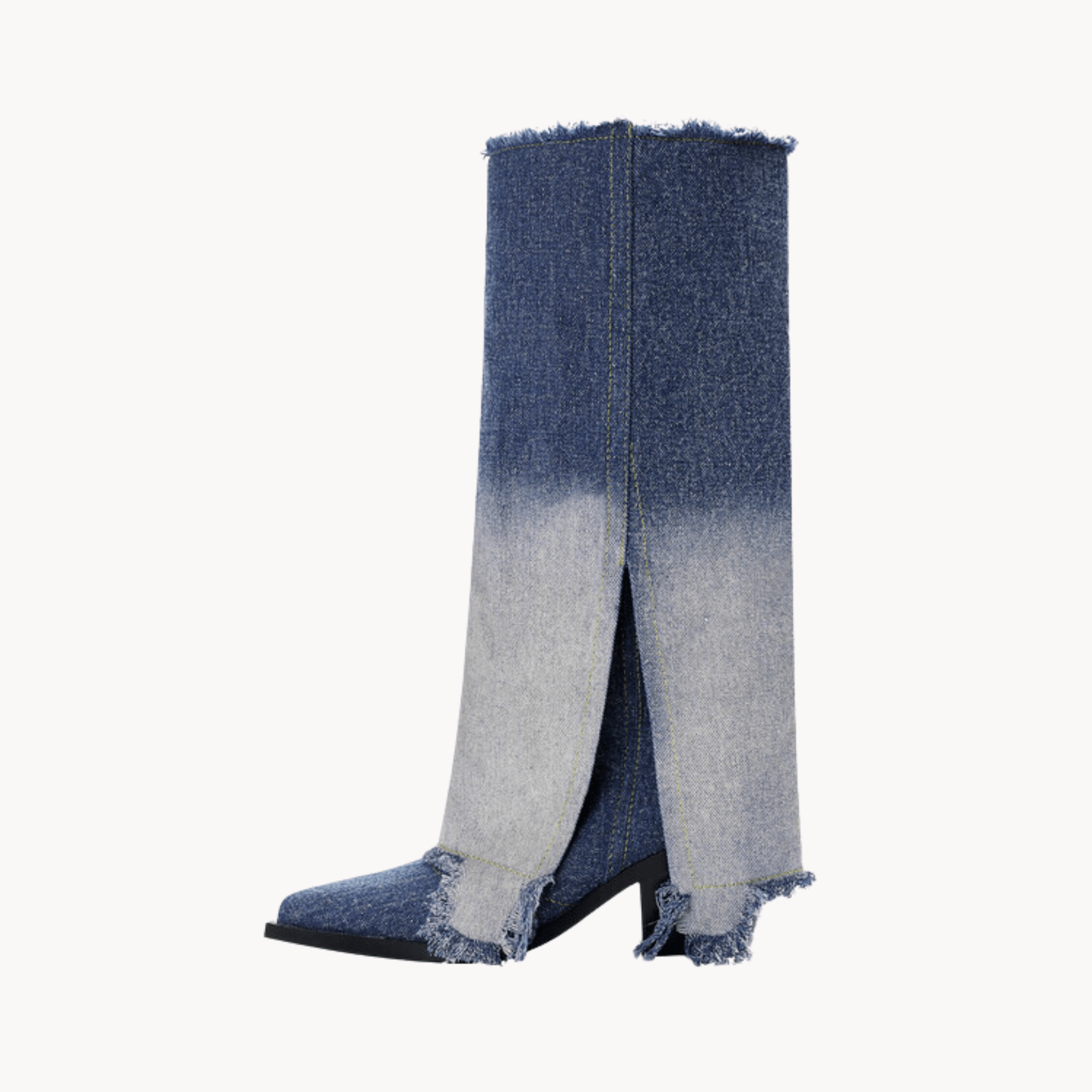 Denim Fray Boots - Kelly Obi New York