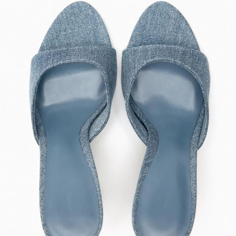 Denim Open-Toe High Heels Sandals - Kelly Obi New York