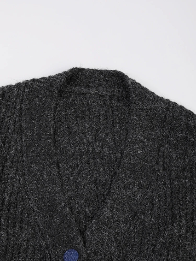 Denim Patch Pockets Knit Sweater - Kelly Obi New York