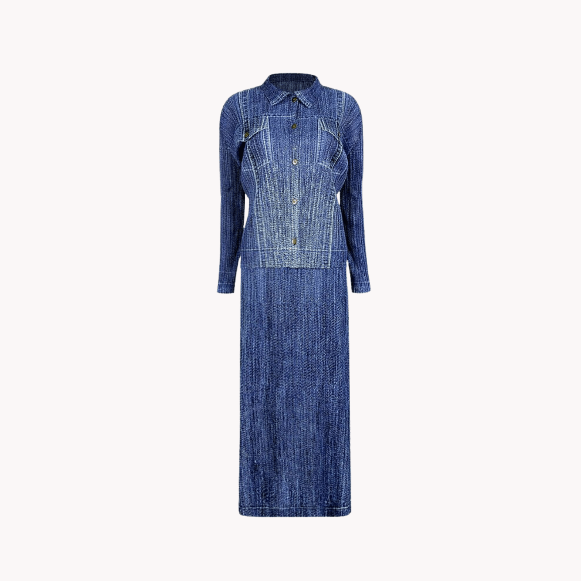 Denim Pleated Set - Kelly Obi New York