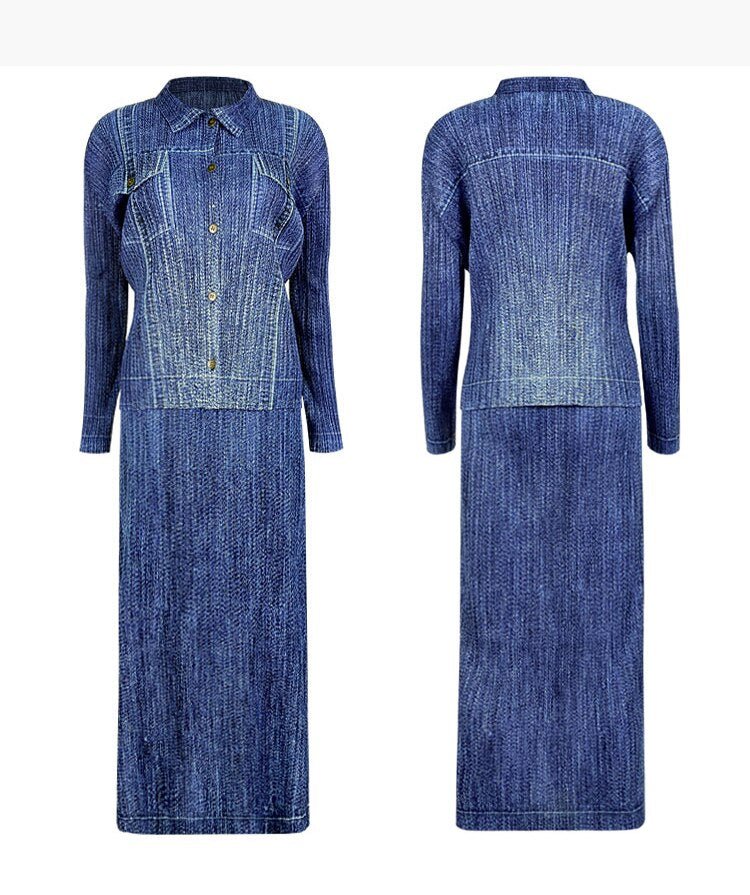 Denim Pleated Set - Kelly Obi New York