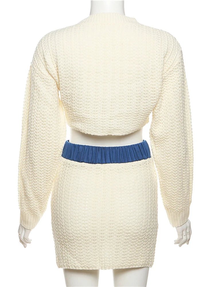 Denim Pocket Knit Top+Skirt Set - Kelly Obi New York